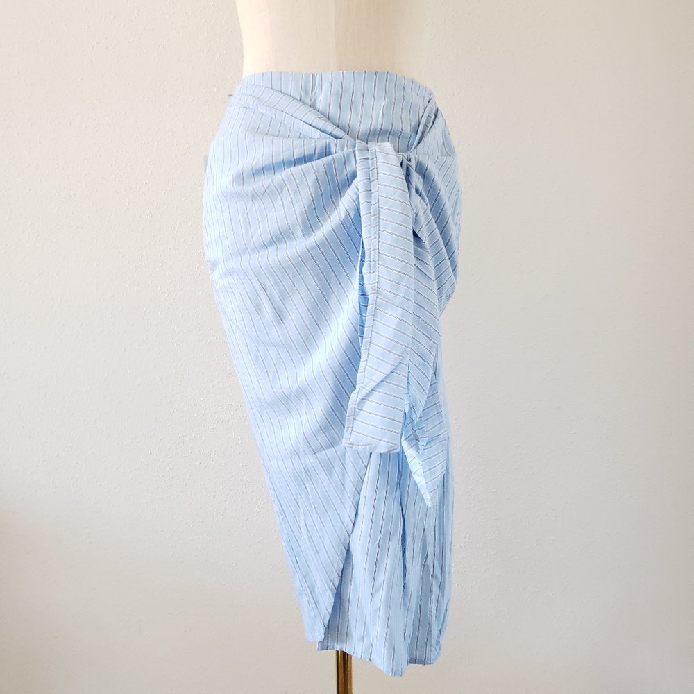 New FOREVER 21 Size Small Blue Knee Length Side Tie Asymmetrical Pencil Skirt S
